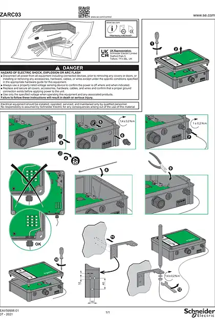 schneider施耐德ZARC03 External Antenna for Wireless Remote Control Station_ Instruction Sheet (ZH)